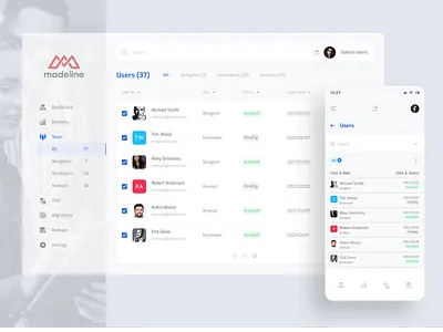 Madeline design system tabels ui user experience user interface user interface design ux