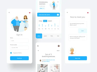 Rehabilitation app clean colorful creative design illustration ui user experience user interface ux vector
