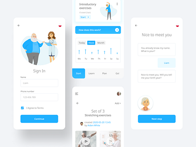 Rehabilitation app clean colorful creative design illustration ui user experience user interface ux vector