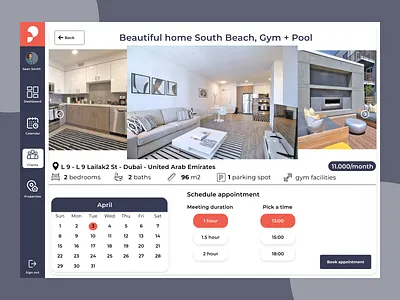 Real estate - view property features & schedule real estate ui ui ux