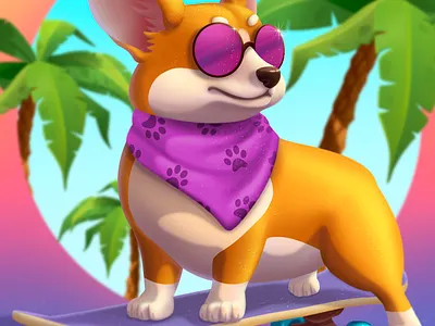 Hipster art beasts cartoon character character design corgi digital 2d digital art dog illustration portrait