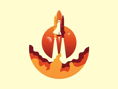 Rocket branding design illustration launch planets rocket space sun vector