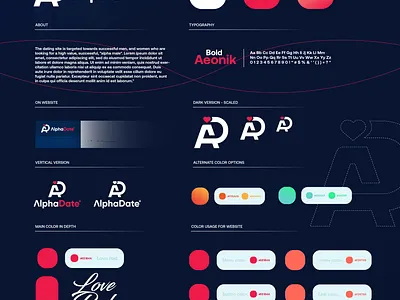 AlphaDate dating dating app dating website gradient logo logo design love modern technology