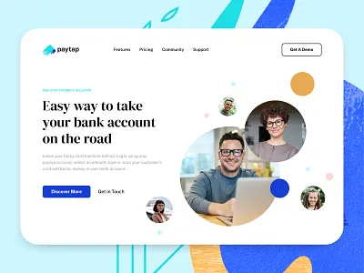 Paytap Online Payments Landing Page credit card design finance fintech freelance freelancer hero header homepage landing page mobile banking money payment payment app saas service ui ux wallet web web design