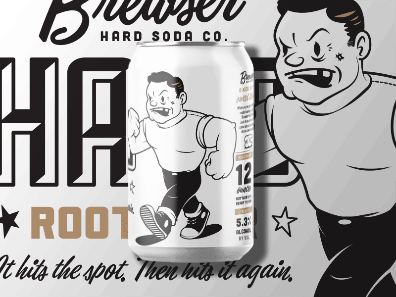 Brewser Hard Soda Co. adobe illustrator alcohol beverage can cream duel fight ginger beer hard illustrator lumberjack package design pop roller derby root beer soda soda can soda pop spruce