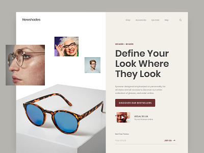 Newshades Landing Page Design Exploration agency design digital marketing ecommerce eyewear fashion header homepage landing landing page layout portfolio shop sunglass sunglasses ui ux web web design website