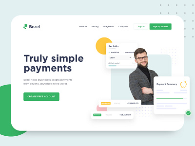 Bezel - Fintech Landing Page Concept agency branding business dashboard ui design digital marketing fintech hero header homepage insurance landing page payment portfolio saas landing page saas website ui ux web web design website