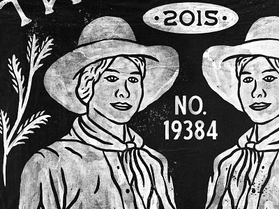 Two Cowgirls badge cactus coffee cowgirl handdrawn old retro typography vintage western yucca