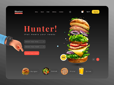 Food Web UI Concept burger dark design designer drink ecommerce ecommerce app food food and drink food ordering food website landingpage madhu mia popular design restaurant restaurant website shop ui ux web design website