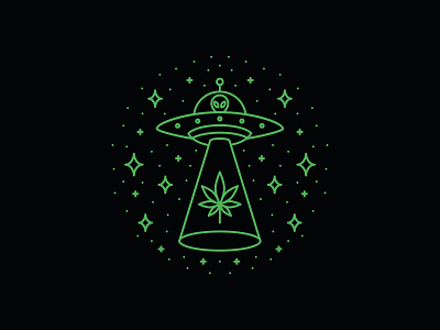 Hemp Abduction 🛸 🌿 abduction alien aliens cannabis doobie flying saucer ganja hemp hemp logo herb line art marijuana space spaceship ufo weed