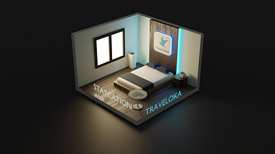 Staycation with TRAVELOKA 3d 3d art branding design minimal