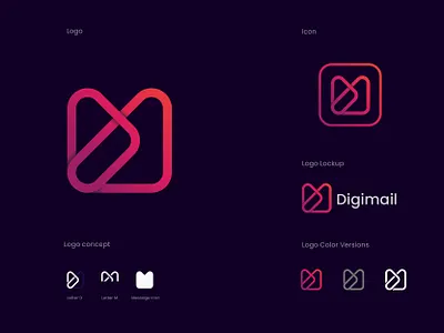 Digimail + Letter D + Letter M logo branding design brandinglogo digital studio freelancer illustration logo logo logomaker logodesigner modern modern logo ui ux vector
