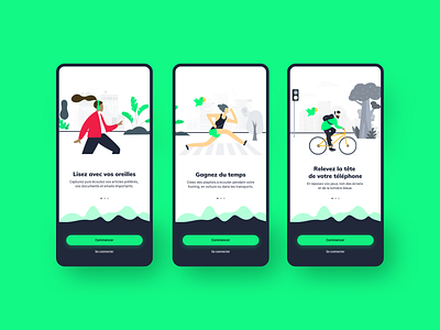 Audio app Onboarding animation audio app audio player branding design flatdesign minimal onboarding onboarding screen signup typography ui ux vector