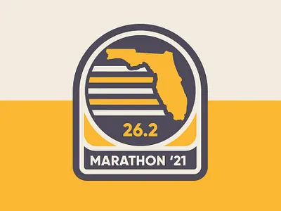 Florida Marathon 2021 2021 athlete athletic badge branding florida icon illustration logo marathon medal race retro run running simple vector
