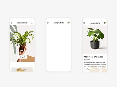 Conservatorie Loading Screen animation app branding developer digital ecommerce houseplants identity illustration lettering loader logo plants spinner typography ui ux visual web website