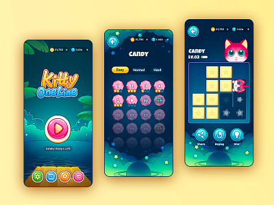 Kitty One Line - Main interface android fill game game ui illustration kitty mobile one line puzzle puzzle game relax ui