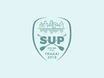 Trakai SUP athletics branding castle logo coat of arms design flat lake logo logo design reflexion sports sports branding sports logo stand up paddling sup