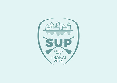 Trakai SUP athletics branding castle logo coat of arms design flat lake logo logo design reflexion sports sports branding sports logo stand up paddling sup