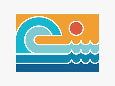 Sun & Sea 6C clean icon illustration logo modern sea simple summer sun sunset surf wave