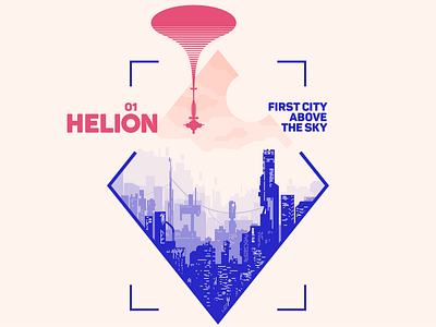 random110 city in the sky city cyberpunk design experiments futuristic geometric helium illustration minimalist orbit poster random scifi vector vector art