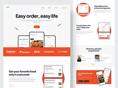 Nisfood App Landing Page Full Version app app landing page clean delivery drinks feature food order landing page minimalist modern order restaurant simple testimony ui design web design