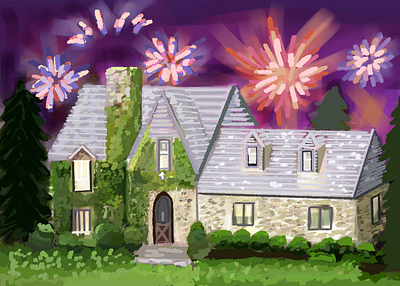 Tudor House Concept Sketch 2021 architecture art artwork concept concept art concept design digital art digital illustration digitalart drawing drawingart fireworks happy new year illustration illustration art illustration digital painting sketch tudor