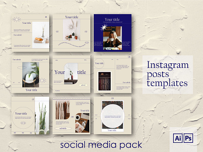 Social Media Pack branding design illustrator instafeed instagram template instagrid photoshop posts social media pack