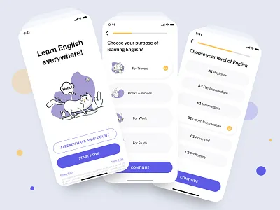 App for learning English Part 1 app clean design ios ios app ios app design learning app learning platform minimal mobile mobile app design mobile ui typography ui ux