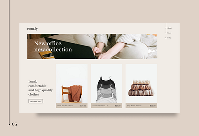 Com.fy - Store design minimal typography ui web website