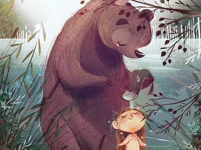 Blessing art bear blessing children children book illustration childrens illustration digital digital art digital painting digitalart girl illustration procreate