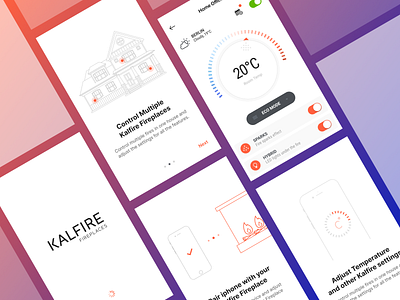 Kalfire - App Design Concept app dashboard fireplace intro ios minimal mobile onboarding steps ui uiux ux