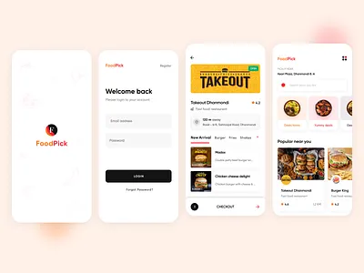 FoodPick App UI Design app ui figma food app foodpanda minimal app restaurant app ubereats