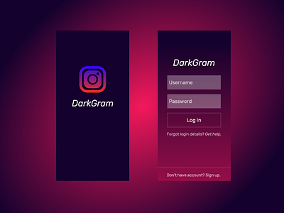 DarkGram pt. 1 app dark mode dark theme design icon logo ui ux