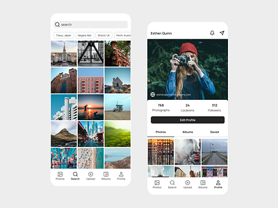 Wanderlust - Search / Profile app ui ux