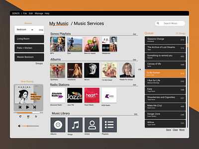 Sonos Controller for Desktops - Redesign branding design desktop figma music playlist sonos ui ux