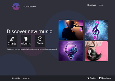 Music Site app design ui ux web website