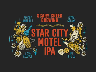 Star City Motel IPA beer beer art beer label beer sticker bottle art bottle label bottle sticker brew brewery brewing brewing company can art label art pale ale screened screenprint silk screen silkscreen stone brewing