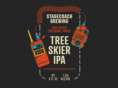 Tree Skier IPA beer beer art beer label beer sticker bottle art bottle label bottle sticker brew brewery brewing brewing company can art label art pale ale screened screenprint silk screen silkscreen stone brewing