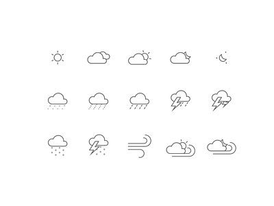 Weather Icon Set adobe adobe illustrator dailyillustration design flat illustration illustration minimal ui ux ux ui vector weather weather forecast weather icon