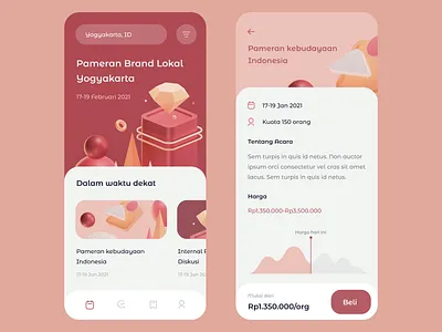 Event App Exploration 3d 3d model abstract app blender cards chart dashboard event graph icons illustration ios mobile social ticket