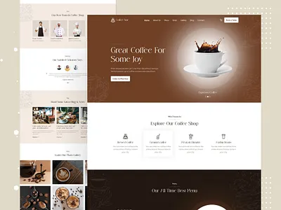 Coffee Shop Landing Page beverages branding cafe cake catalogue clean coffee shop design eatery ecommerce food gallery landing page marketplace restaurant shop ui web design website website design