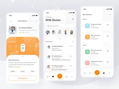 Online Doctor App app booking card cards clean consultation design doctor health home ios login medicine mobile online profile scheduling simple ui video