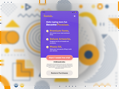 Mobile App Paywall app buttons design free trial freelancer mobile app mobile app design purple purple gradient subscribe button subscribe ui typography typography logo ui
