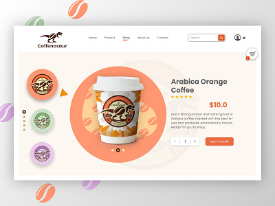 Coffee Shop UI Exploration buy chart coffee coffeeshop design landing page landing page design orange ui ux