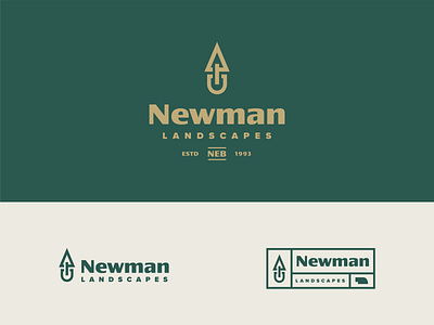 Newman Landscapes re-brand branding geometric logo landscaping logo logo logo design logtype re brand shovel simple logo tree