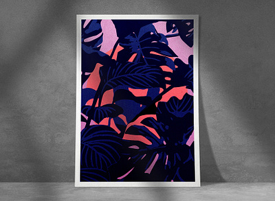 Dusk blue design dusk illu illustration illustration art illustrator jungle mockup moon night poster print twilight