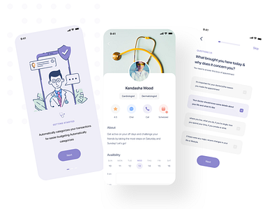 Medical Service App doctor doctor app doctor appointment doctor profile health app healthcare hospital app medical app medical care medicine app message app mobile app onboarding screen patient app questions quiz app schedule app task list to do app uidesign
