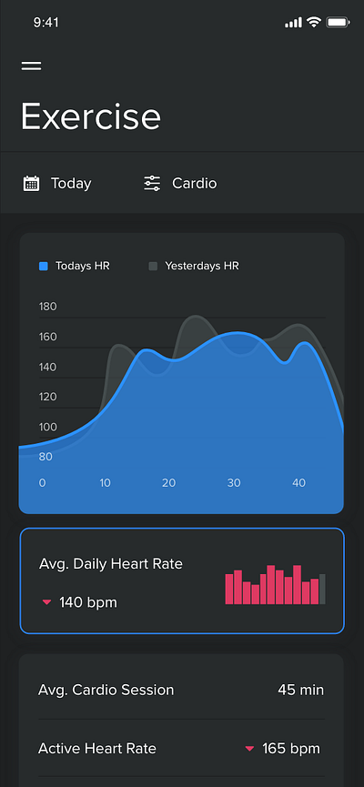 Fitness App Cardio app design flat illustration ui vector