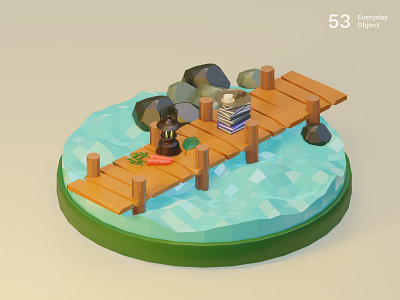 Bridge | Everyday object 3d bridge illustration low poly nature river