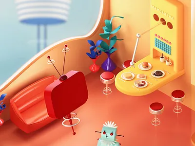 Jetsons Living Room design illustration ui web